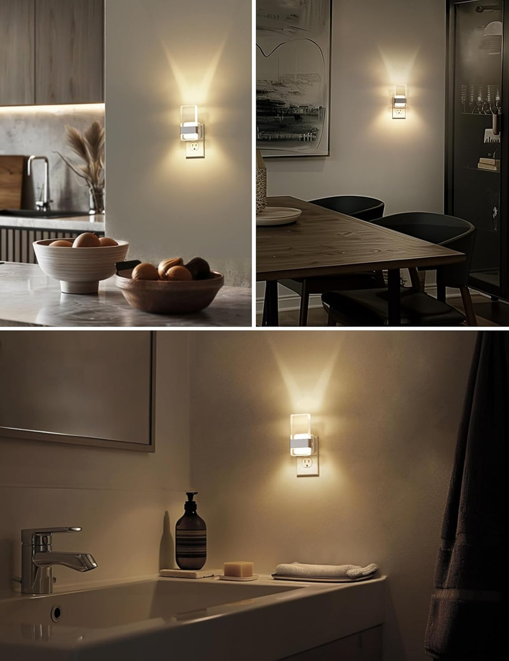 L LOHAS LED Night Light, Night Lights Plug Into Wall, Dusk-to-Dawn Sensor Decorative Night Light, 0-100LM Dimmable Nightlights, Wall Sconce-Style Acrylic Nitelight for Bathroom, Hallway,Gift, 1 Pack