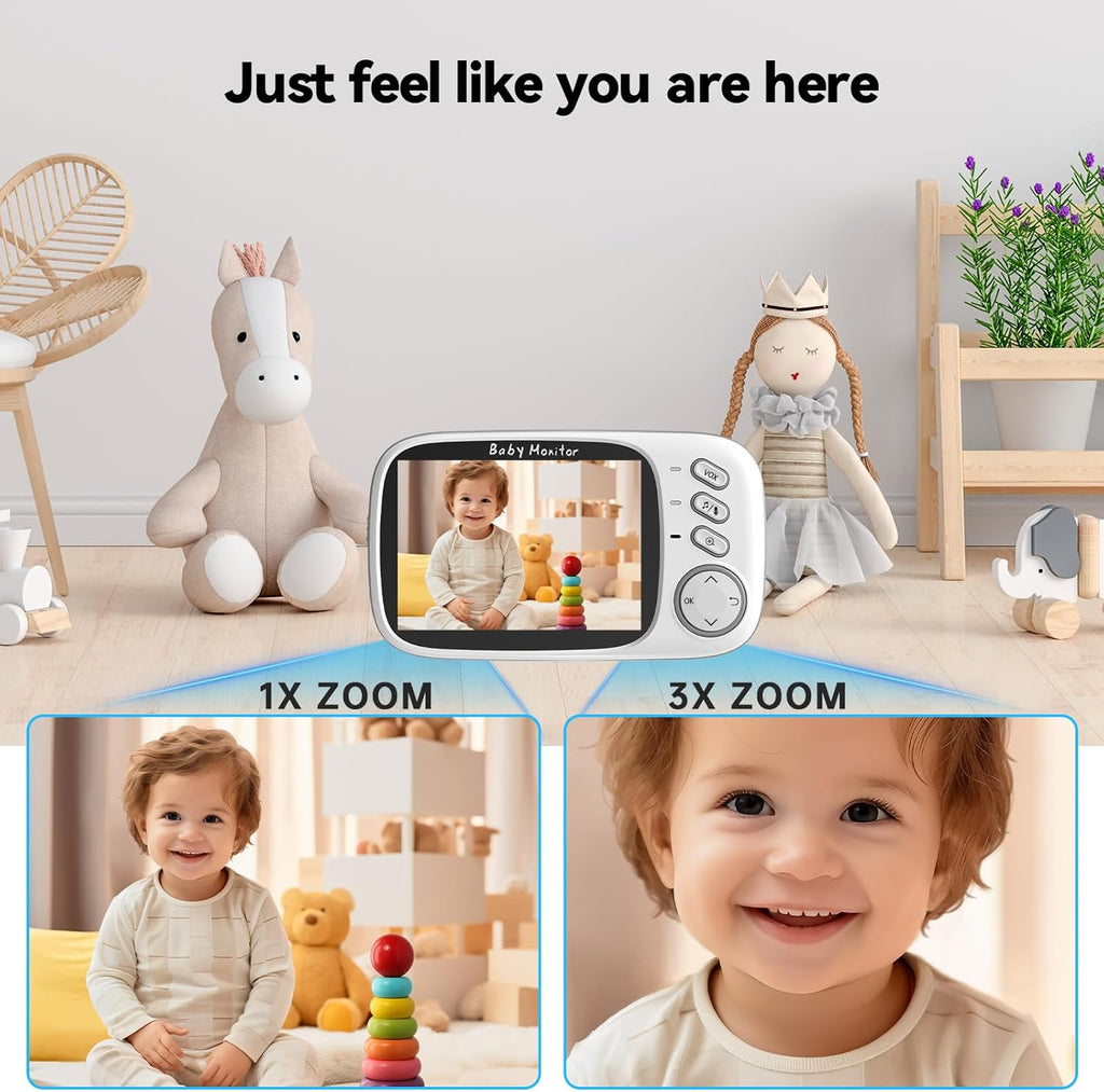 No WiFi Baby Monitor with Camera and Audio,Lag-Free Connection,Plug & Play,IPS Screen,HD Camera,Night Vision, 2-Way Talk,8 Lullabies,1000ft Range,Portable Baby Monitor,2025 Parents' Trusted Choice