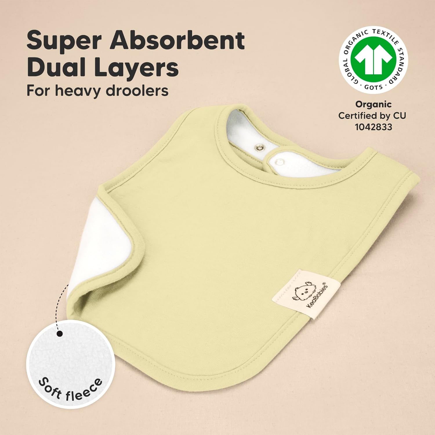 KeaBabies 8-Pack Organic Baby Bibs for Boys, Girls - Super Absorbent Cotton Drool Bibs for Baby Girl & Boy, Teething Toddler, Drooling Newborn, Ultra Soft & Machine Washable (Dew)