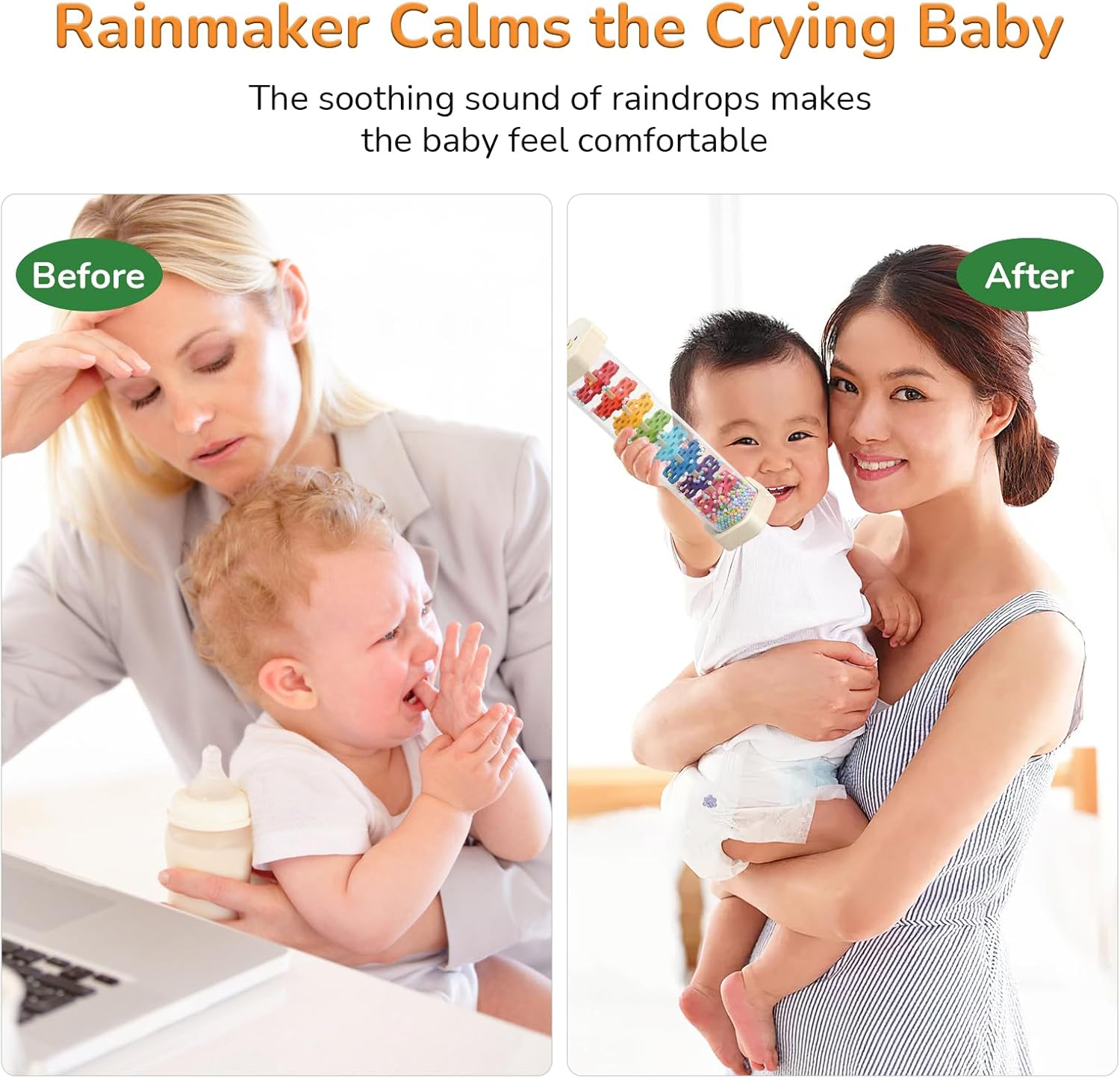 WODI Wooden Rain Stick Baby Toys 0-6-12 Months, Montessori Toys for Babies 6-12 Months, Developmental Toys Baby Rattles Infant Musical Instrument Baby Musical Toys for 1 Year Old Toddler Kids Gifts