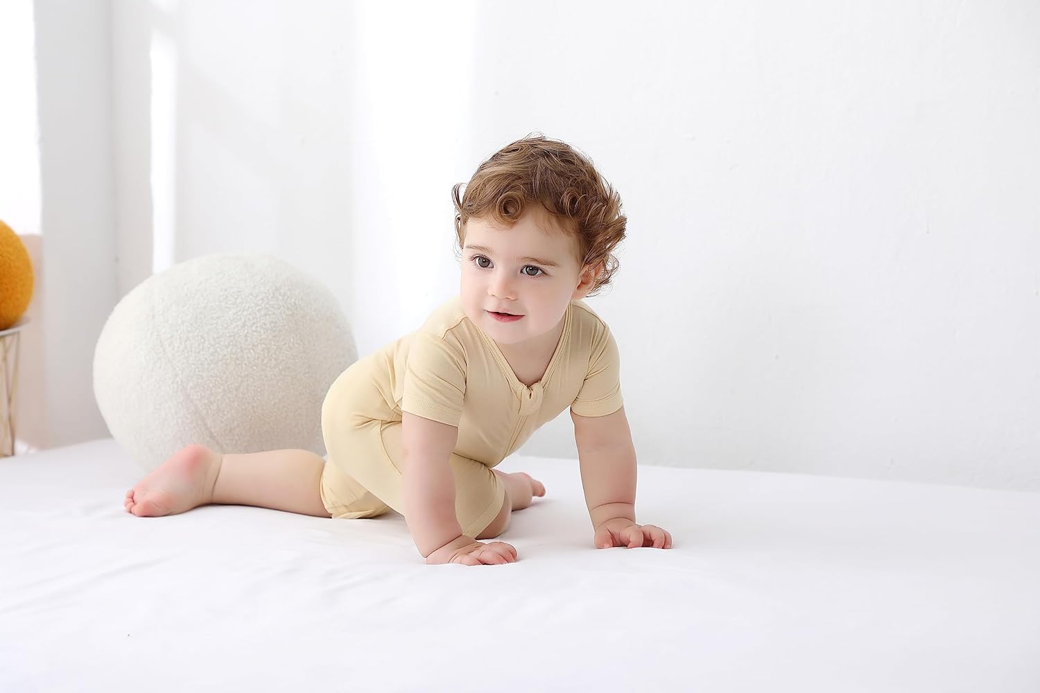 GUISBY Rayon made from bamboo Baby Pajamas Short Sleeve Footless Rompers 2 Way Zipper Sleeper for Baby