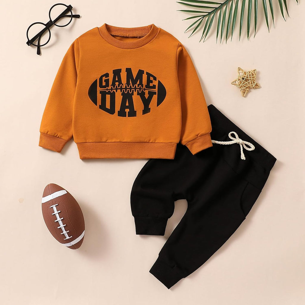 Baby Boy Clothes Fall 6 12 18 24 Months Football Long Sleeve Pullover Tops & Pant Sets Toddler Winter Outfits