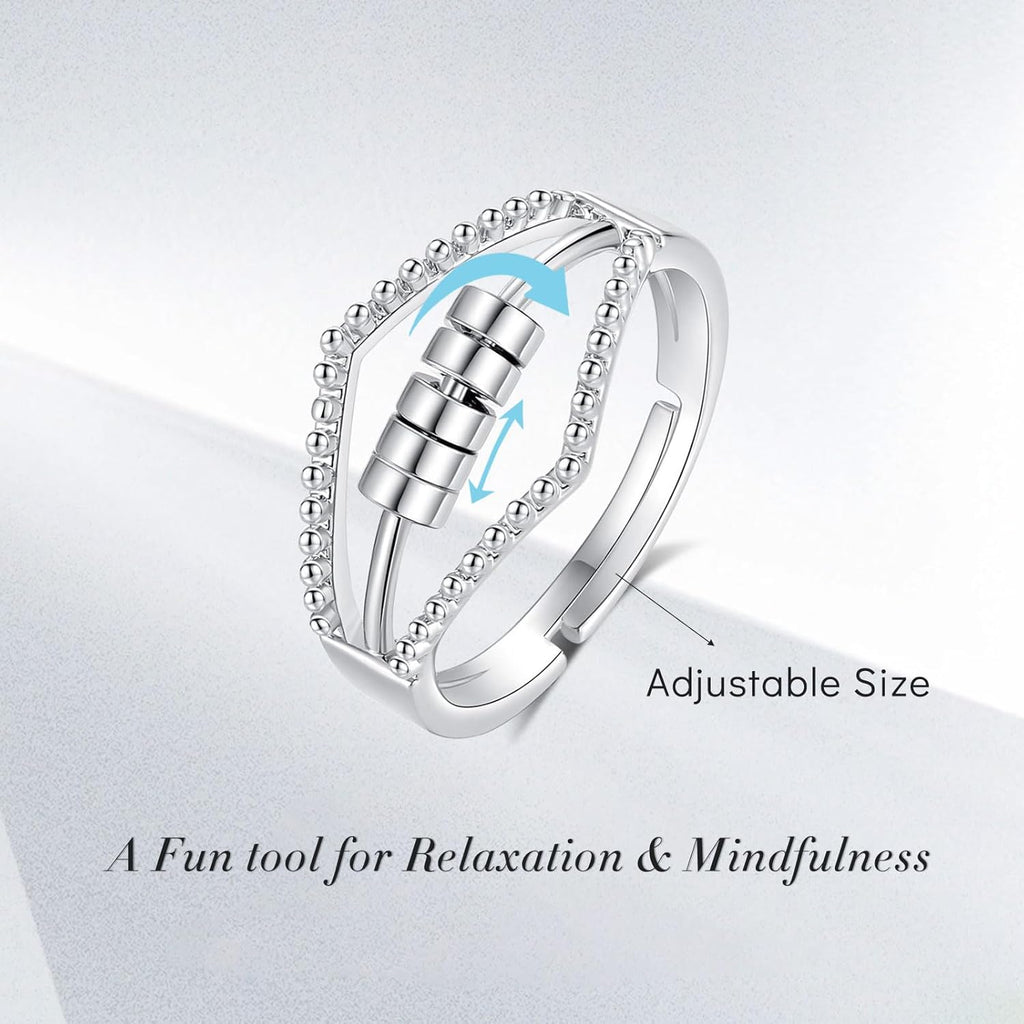 INFUSEU Funny Spinner Fidget Rings for Women Girls Anti Anxiety Stress Worry, Adjustable Size