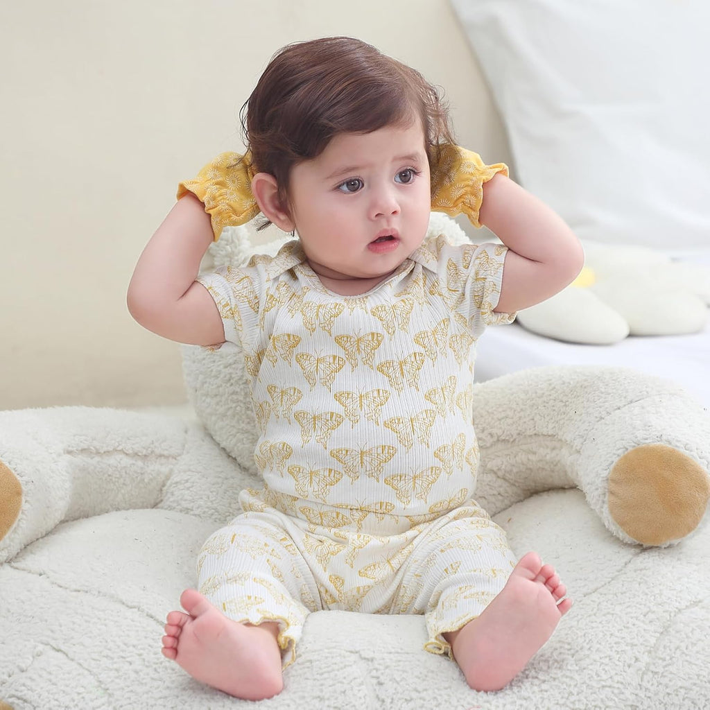 Baby Bodysuit and Pant Set Summer Ribbed Mix Match Infant Boy Girl Clothes Outfits