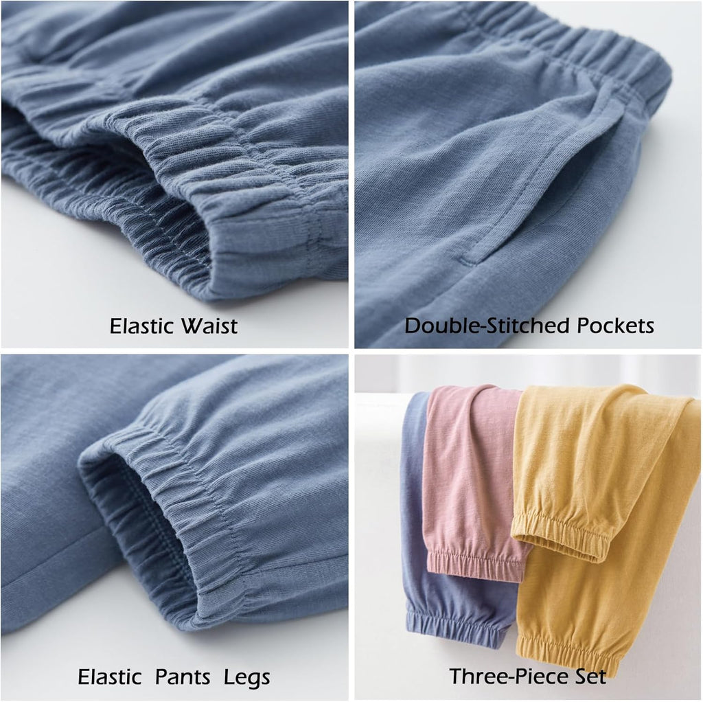 Toddler Boy 3 Pack Long Bloomers Baby Soft Cotton Basic Sweatpants Kids Summer Fall Solid Casual Jogger Pants