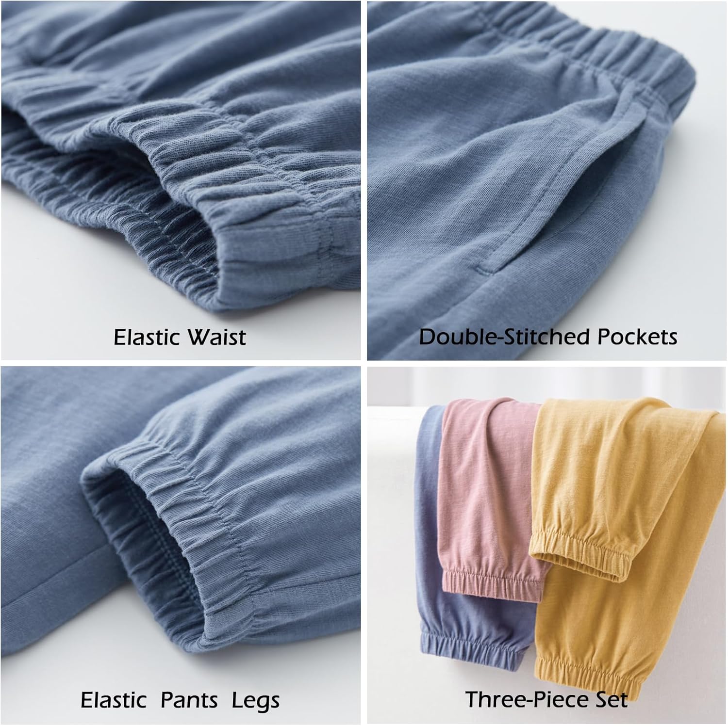 Toddler Boy 3 Pack Long Bloomers Baby Soft Cotton Basic Sweatpants Kids Summer Fall Solid Casual Jogger Pants