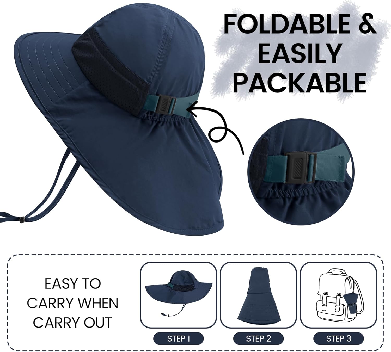 Baby Sun Hat with Neck Flap for Sun Protection Toddler Beach Hat UPF 50+ Outdoors 0-6 Years Boys Girls