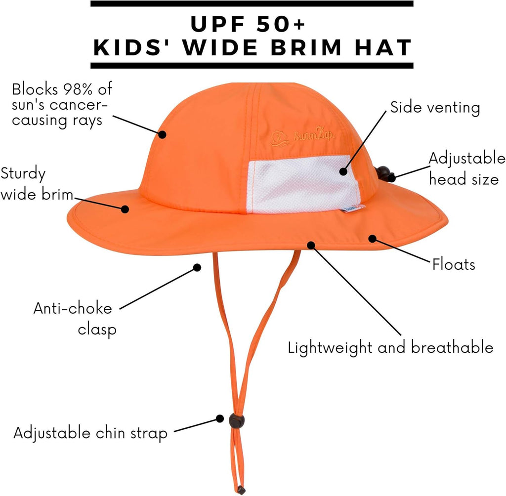 SwimZip Wide Brim Sun Hat | UPF 50+ Protection for Baby, Toddler, and Kids