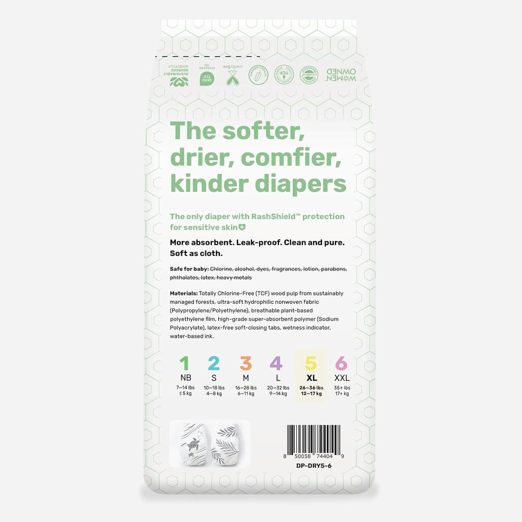 Parasol Clear+Dry Disposable Diapers, RashShield Protection, Leakproof Design, Hypoallergenic Diaper Set | Size 5 (26 lbs.) 36 Count