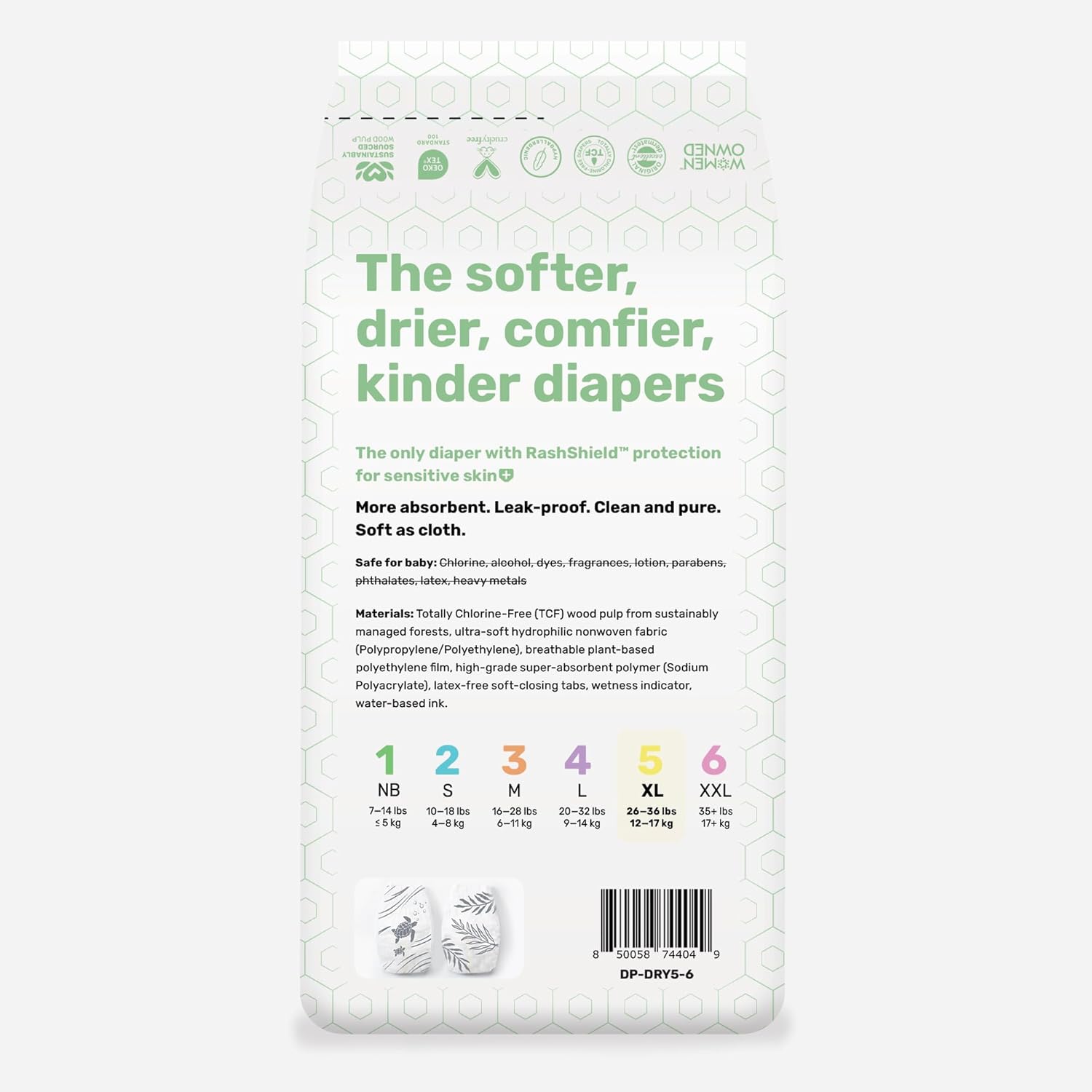 Parasol Clear+Dry Disposable Diapers, RashShield Protection, Leakproof Design, Hypoallergenic Diaper Set | Size 5 (26 lbs.) 36 Count