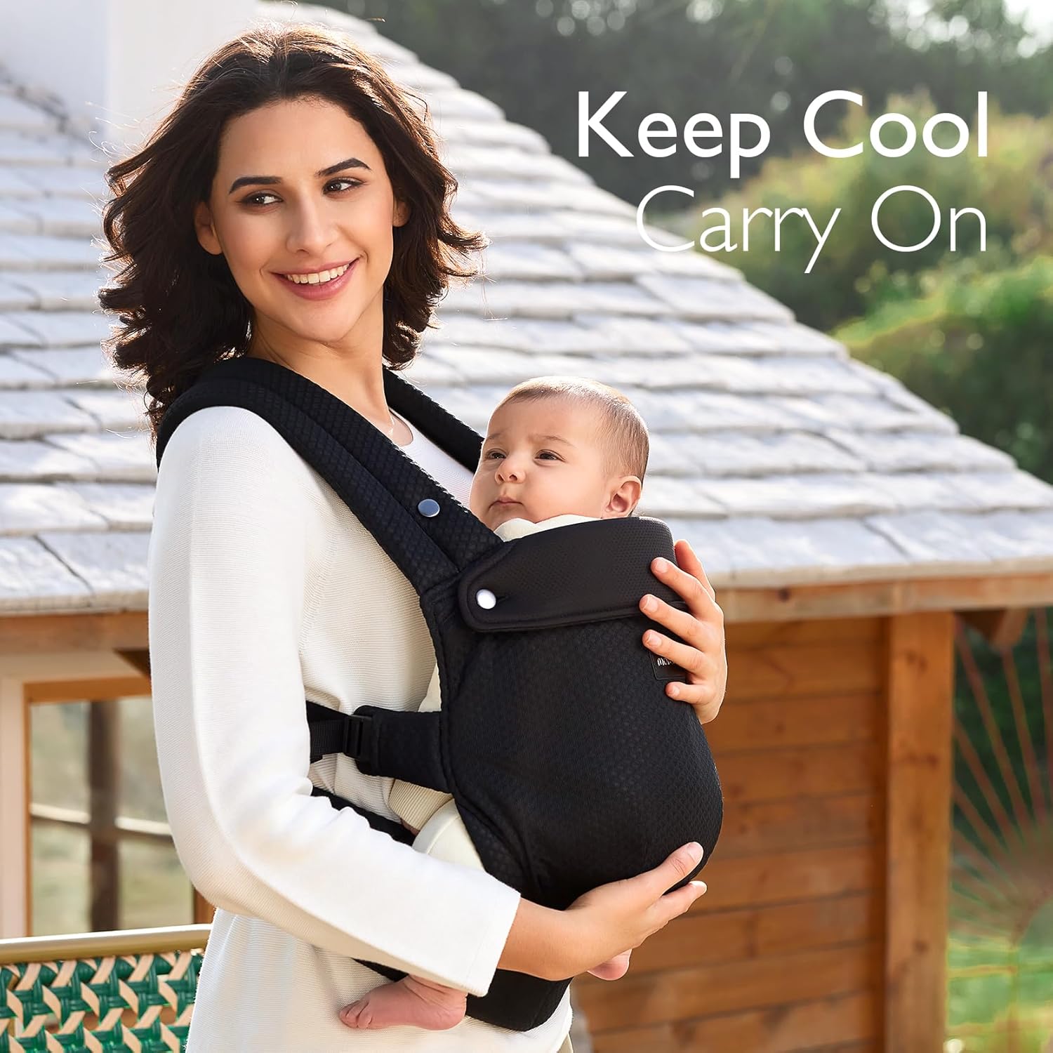 Momcozy Breathable Mesh Baby Carrier, Ergonomic and Lightweight Infant Carrier for 7-44lbs with Enhanced Lumbar Support, All Day Comfort for Hands-Free Parenting, Air Mesh-Black