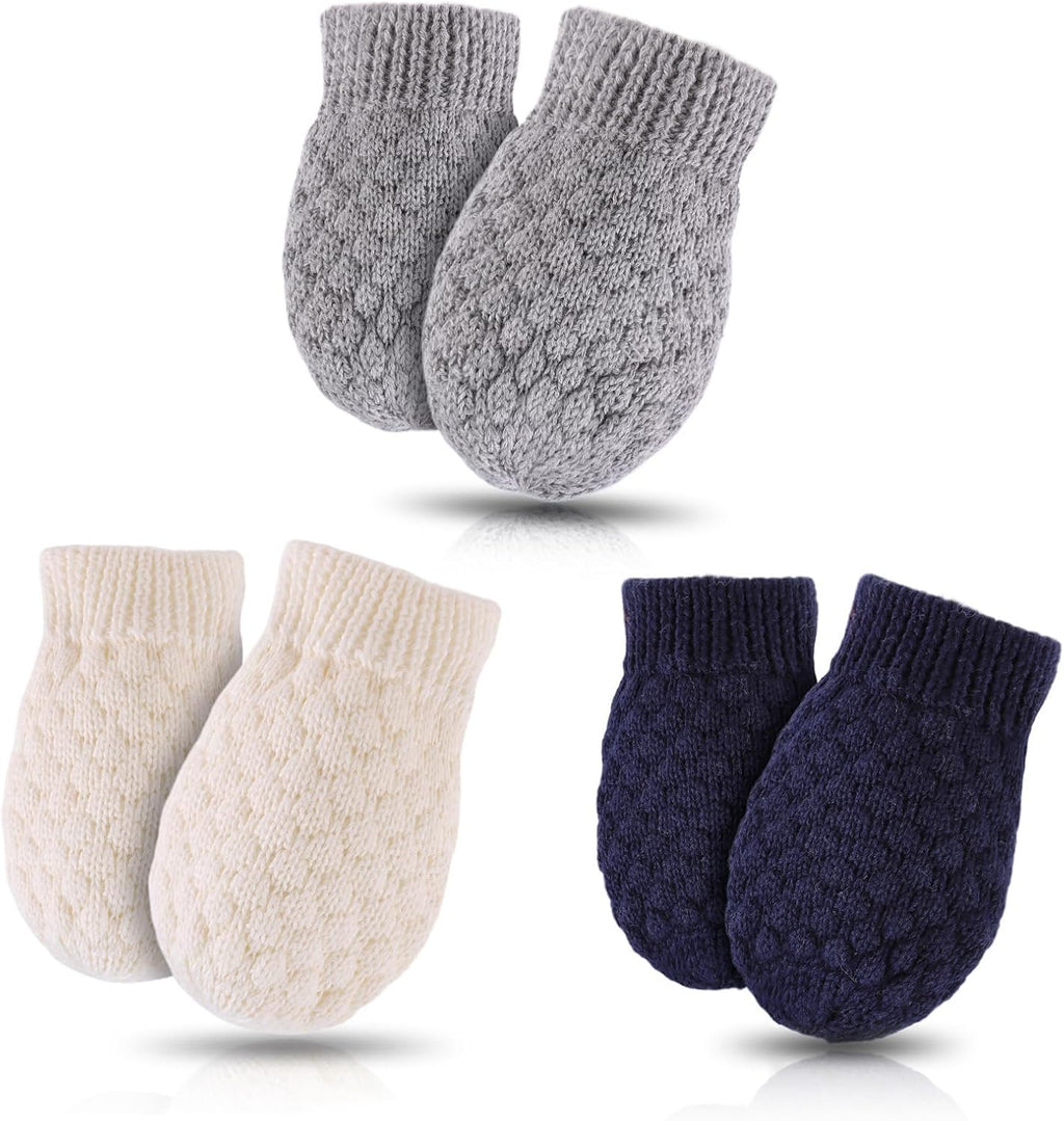 Baby Knit Mittens Toddler Boys Girls Gloves Winter Infant Newborn No Scratch Mitten 0-3 Years