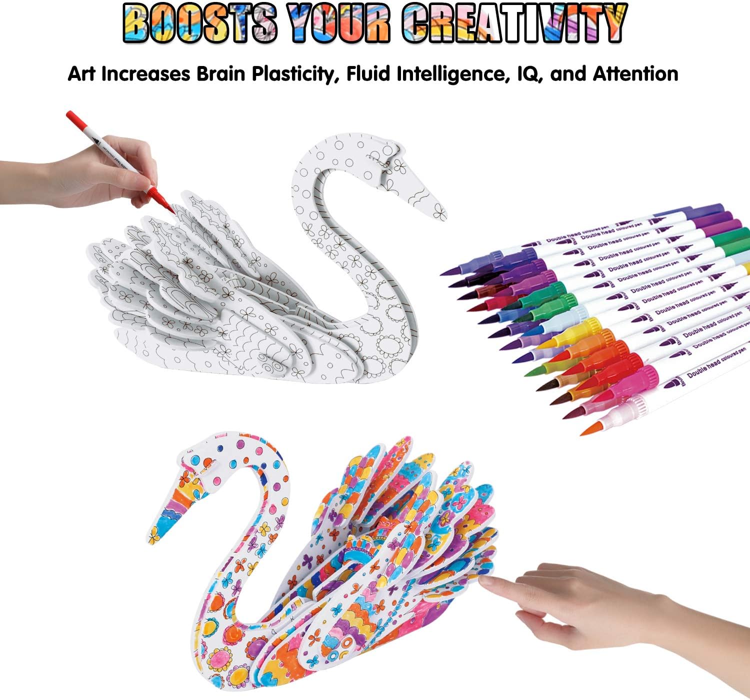 3D Coloring Puzzle Set, Arts and Crafts for Girls and Boys Age 6 7 8 9 10 11 12 Year Old, Fun Educational Painting Crafts Kit with Supplies for Kids, Birthday Toy Gift for Kids