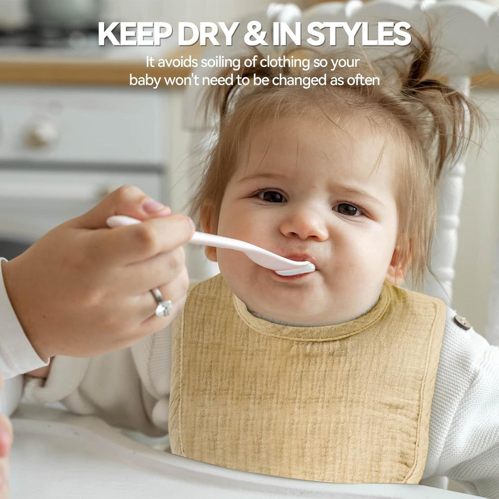 Muslin Baby Bibs for Unisex Boys Girls, Cotton Drool Bibs, Adjustable Newborn Bibs for Drooling and Teething