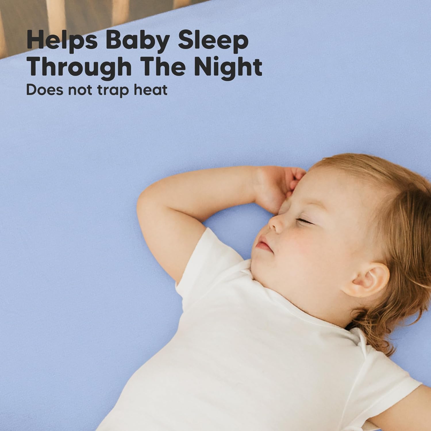 2-Pack Mini Crib Sheets Fitted - 38x26 Pack N Play Sheets for Pack and Play Mattress, Organic Cotton, Soft & Breathable Playard Bedding, Neutral Mini Toddler Bed Cover for Boys, Girls (Blue Flax)