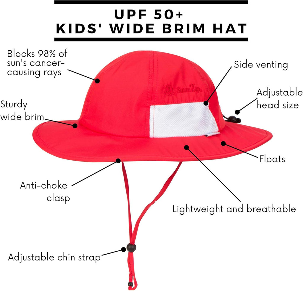 SwimZip Wide Brim Sun Hat | UPF 50+ Protection for Baby, Toddler, and Kids