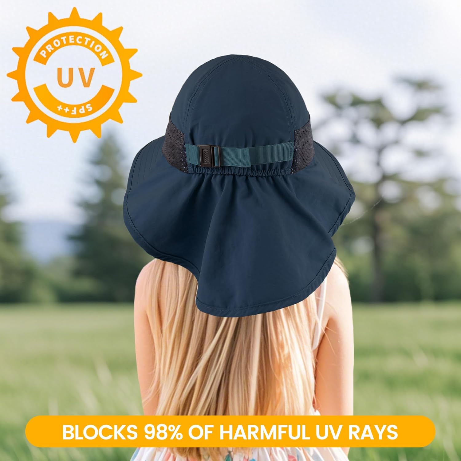 Baby Sun Hat with Neck Flap for Sun Protection Toddler Beach Hat UPF 50+ Outdoors 0-6 Years Boys Girls