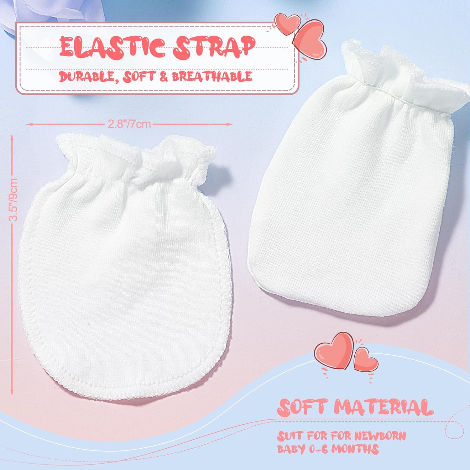 9 Pairs Newborn Baby Boys Girls Mittens 0-6 Months Infant Toddler Mittens No Scratch Solid Color Gloves