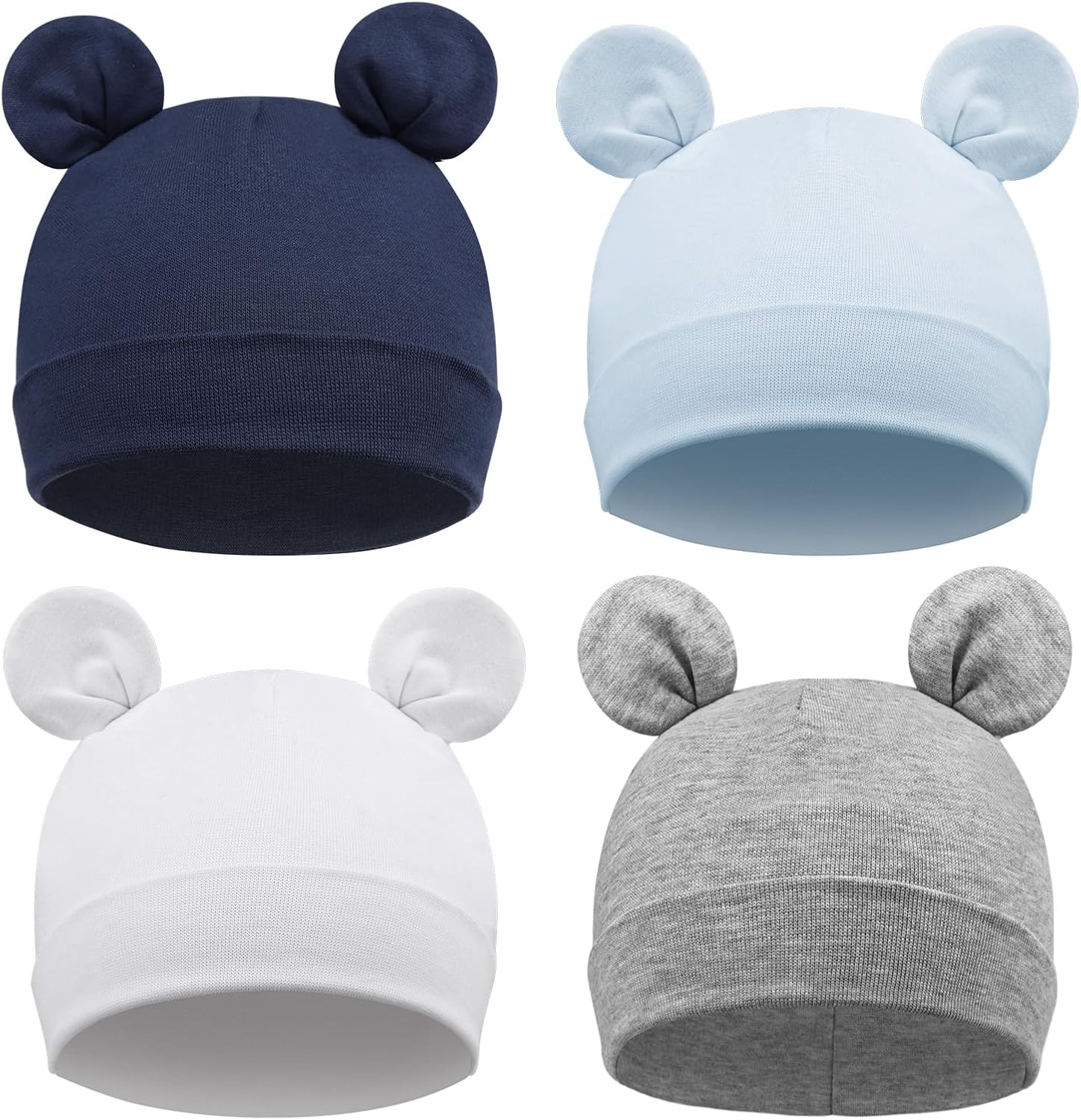 DRESHOW BQUBO 4 Pieces Baby Beanie Newborn Toddler Soft Cute Knit Hat Hospital Hats for Baby Boys Infant Cap Beanies