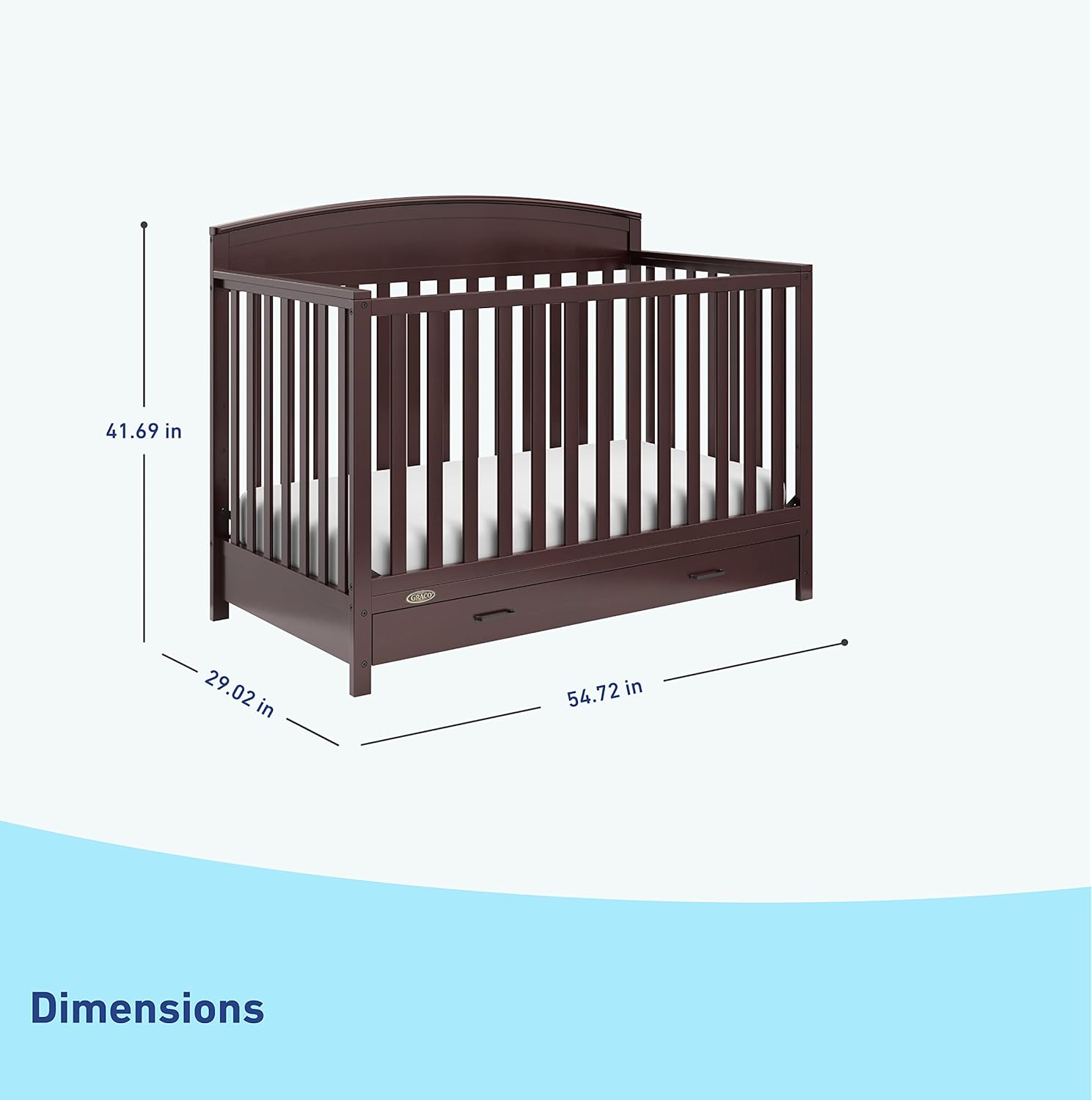 Graco Benton 5-in-1 Convertible Crib with Drawer (Espresso) - Converts from Baby Crib to Toddler Bed, Daybed and Full-Size Bed, Fits Standard Full-Size Crib Mattress, Adjustable Mattress Support Base