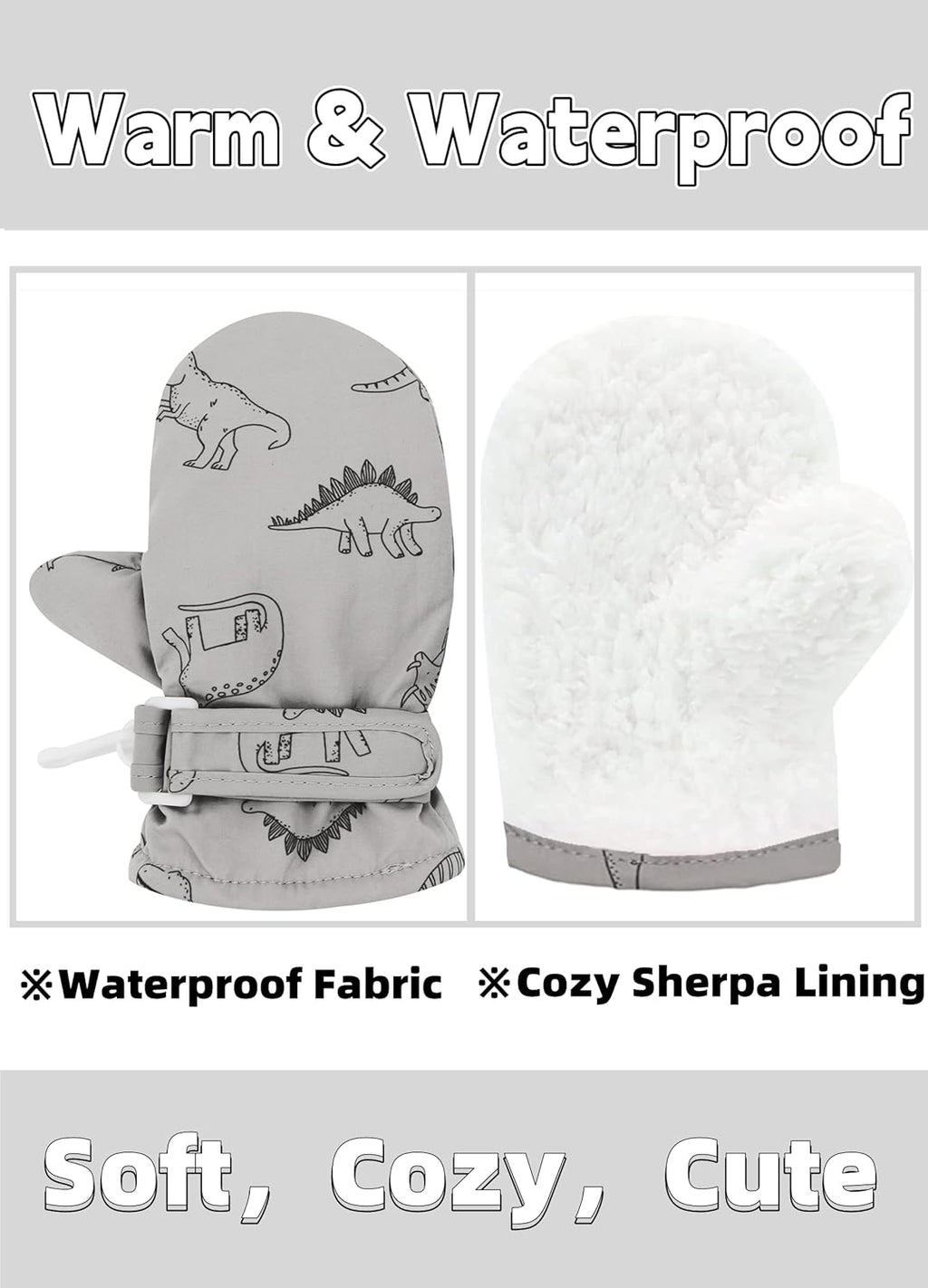 Toddler Gloves Kids Mittens Winter Warm Lined Fleece Gloves Waterproof Snow Baby Mitten for Boys Girls