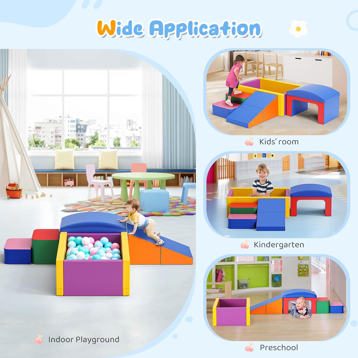 Lischwert Foam Climbing Blocks for Toddlers, Soft Play Ball Pit, Baby Climbing Blocks Soft Play Climbing for Toddlers with Foldable Block and Tunnel Indoor Climbing Toys for Toddler 1-3