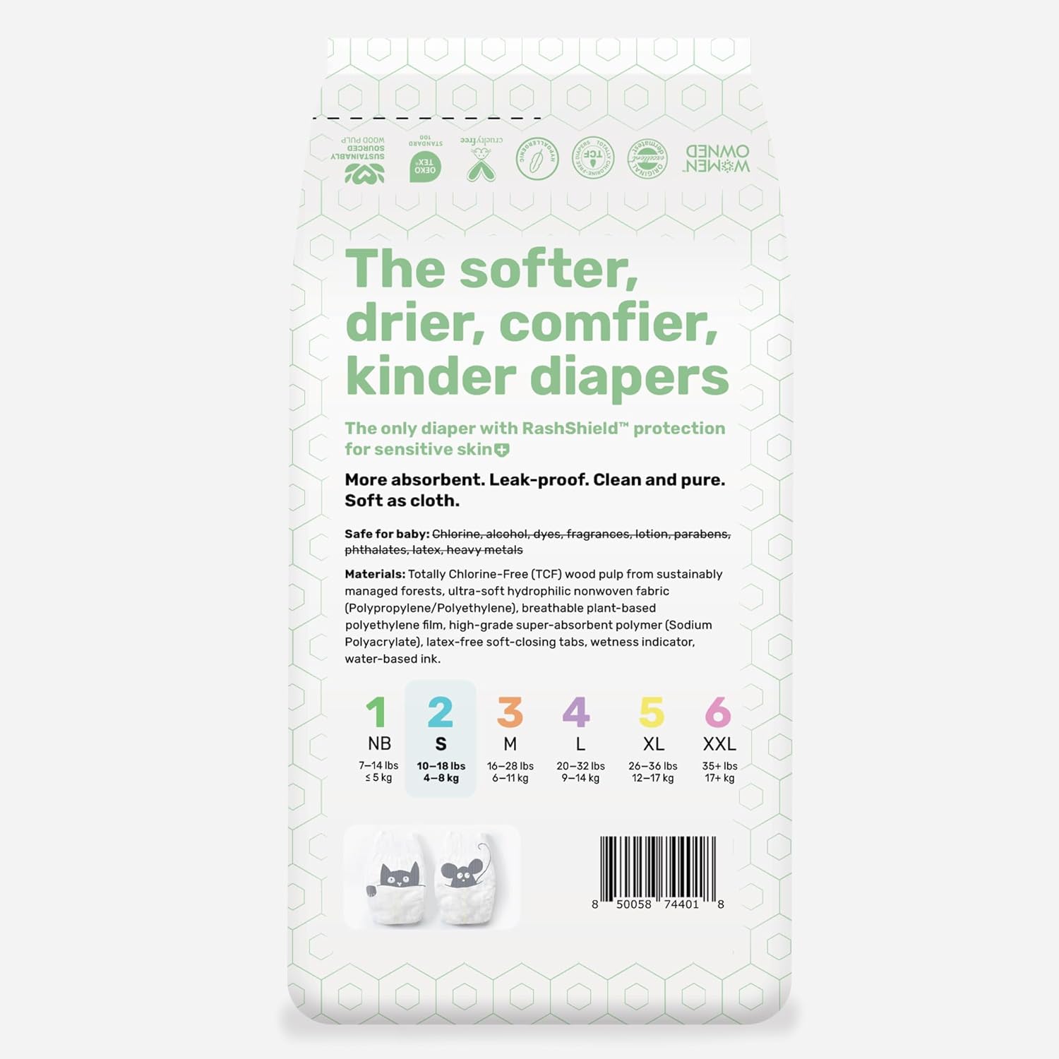 PARASOL Clear+Dry Disposable Diapers | RashShield Protection, Leakproof Design, Hypoallergenic Diaper Set | Size 2 (10-18 lbs.) 72 Count