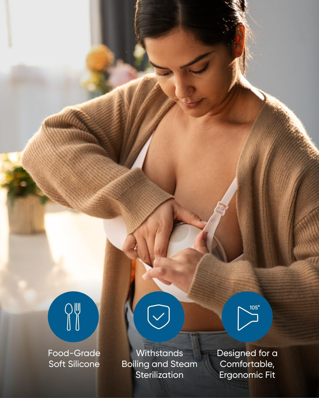 eufy Original 27mm Flange (2-Pack), Replacement Accessories for Wearable Breast Pump E20/S1/S1 Pro, HeatFlow™ Technology, Food-Grade Silicone, Durable, Comfortable, Ergonomic Fit