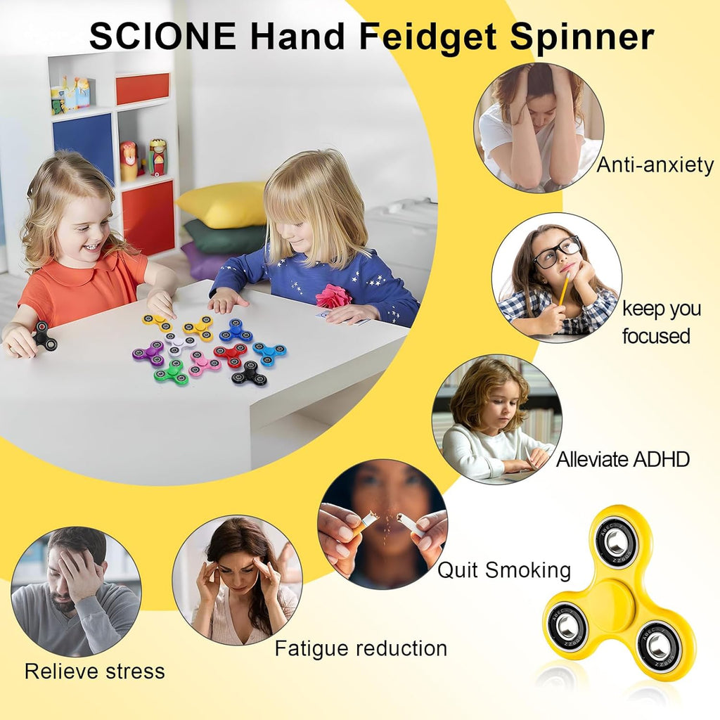 SCIONE 50 Pack Party Favors Fidget Spinners for Kids 4-8 8-12, Halloween Goodie Bags Stuffers Toys for Kids 3-5, Fidget Toys Bulk Classroom Prizes for Girls Boys, Toddler Birthday Party Return Gifts