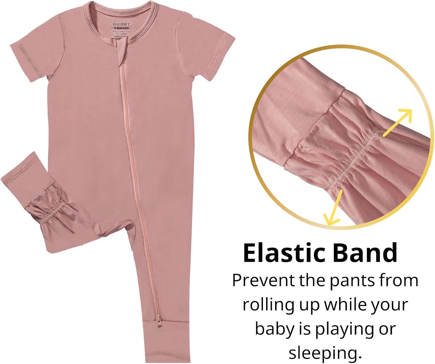 GUISBY Rayon Made from Bamboo Baby Pajamas, Summer Short Sleeve Footless Rompers, 2 Way Zipper Sleeper