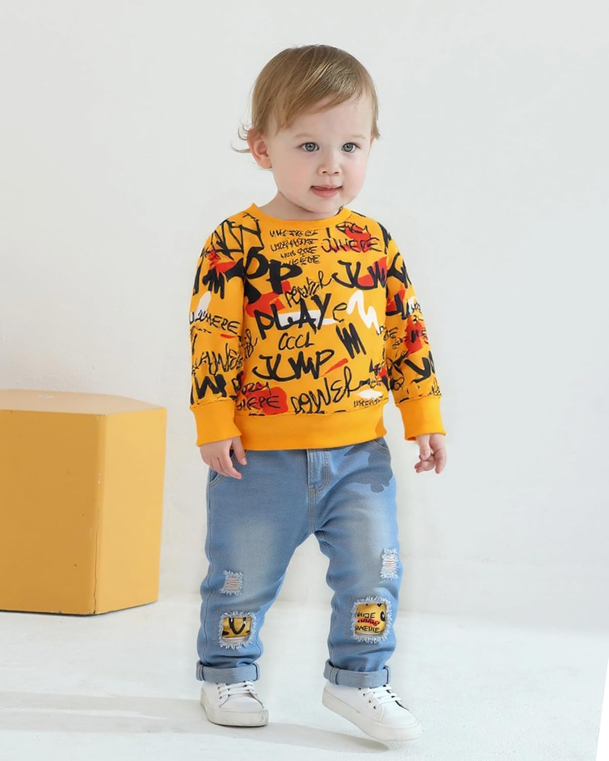 Toddler Baby Boy Outfits Fall Winter Clothes Color Block Long Sleeve Sweatshirt Tops + Jogger Pants Set 2PCS