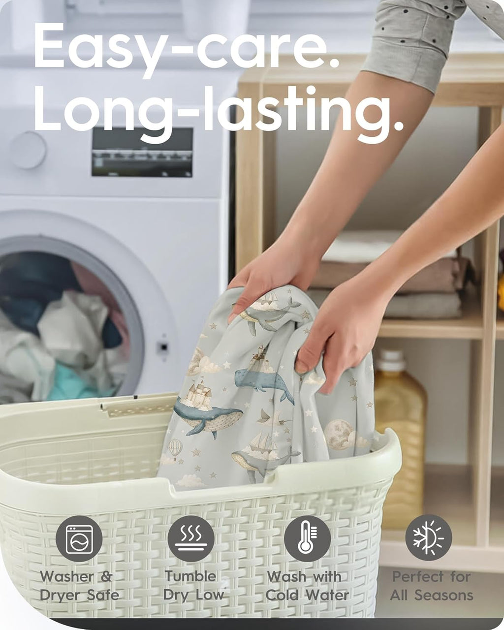 Premium Soft Boho Changing Pad Covers for Girls & Boys - Stretchy Jersey Sheets - Fits Standard Changing Tables - 2 Pack (Whale Dreams)