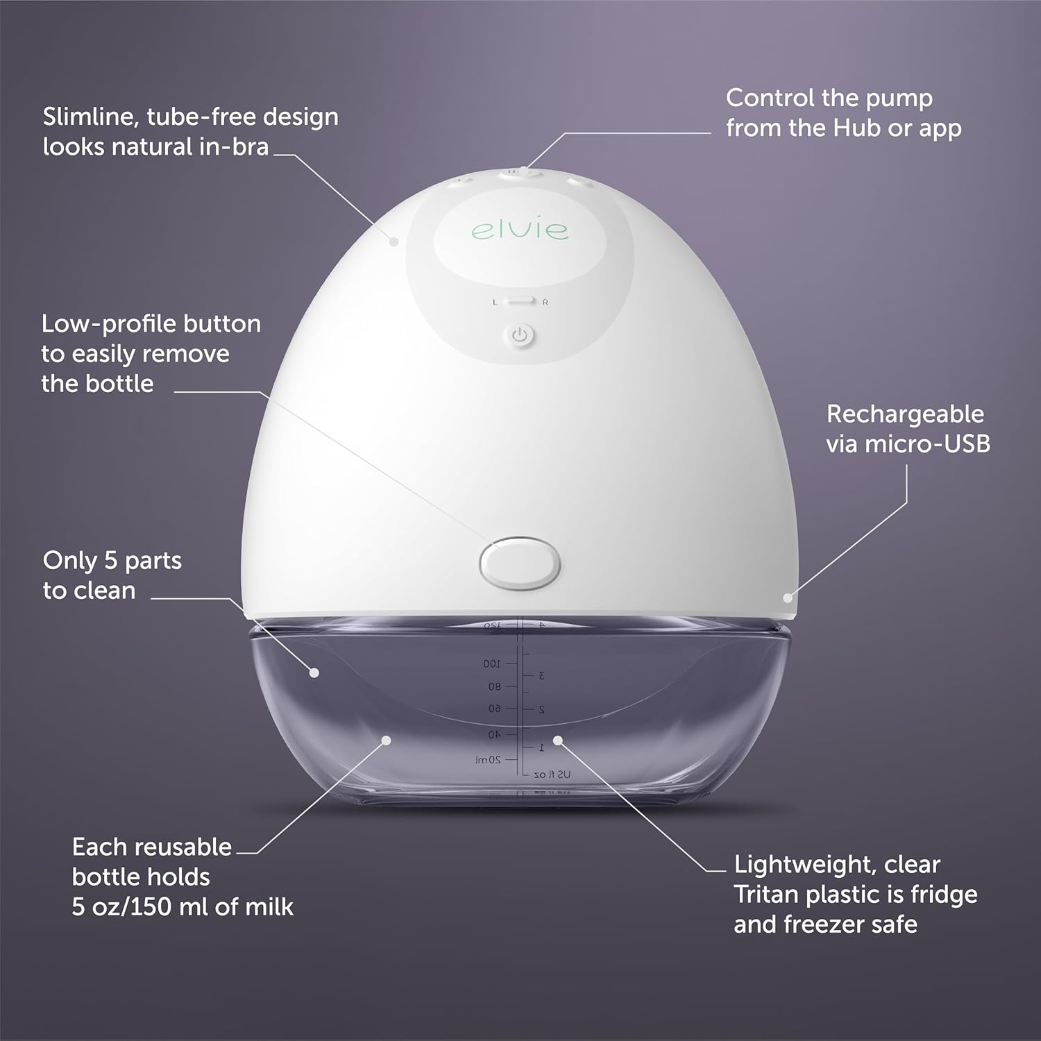 Elvie - Double, Wearable Breast Pump w/App - The Smallest & Quietest - Portable - Hands Free & Discreet - Automated with Four Personalized Settings