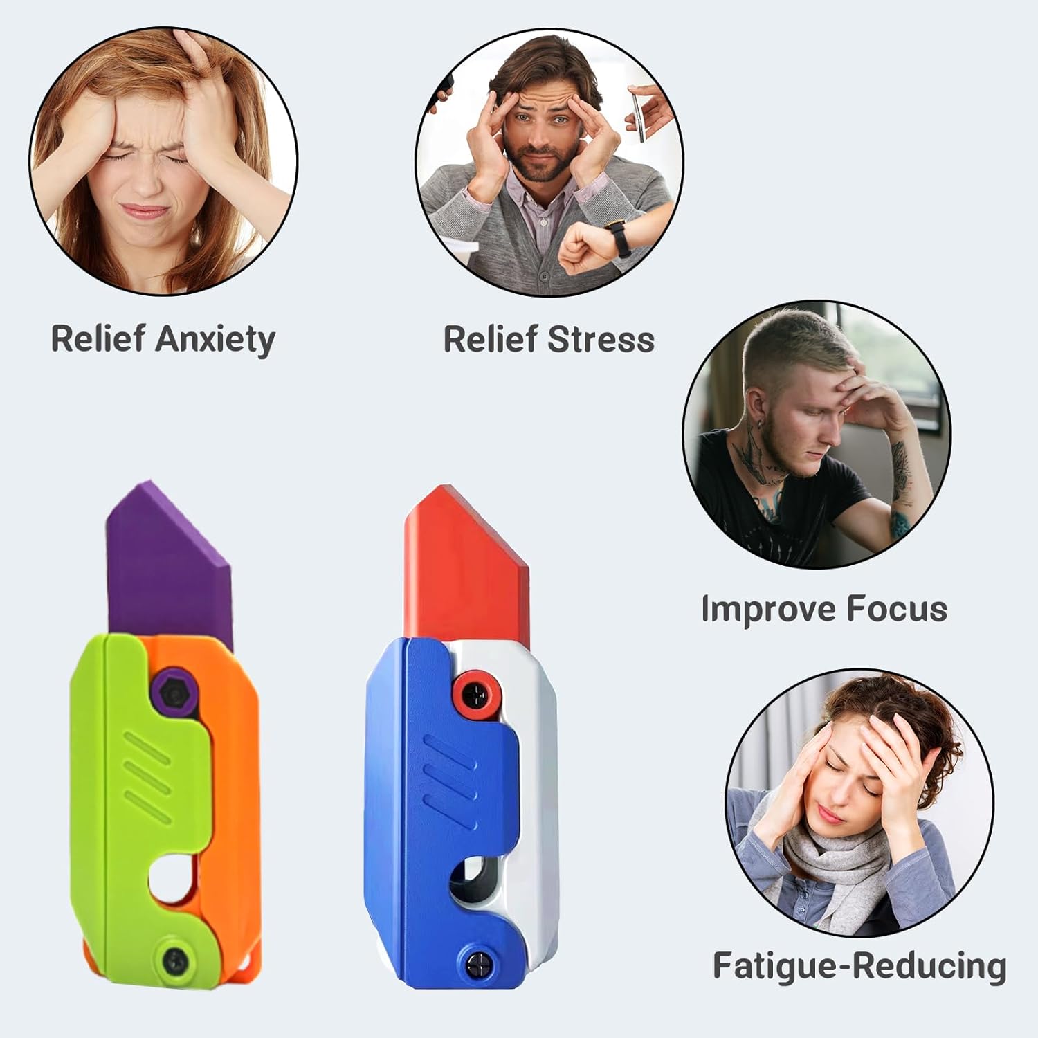 2 Pieces 3D Printing Fidget Knife Toy Carrot Toy Knife for Anxiety Stress Fidget Toys Sensory Toys Anxiety Stress Relief Toy Perfect for ADHD, ADD and Autism Purple and Purplee Knife Toy