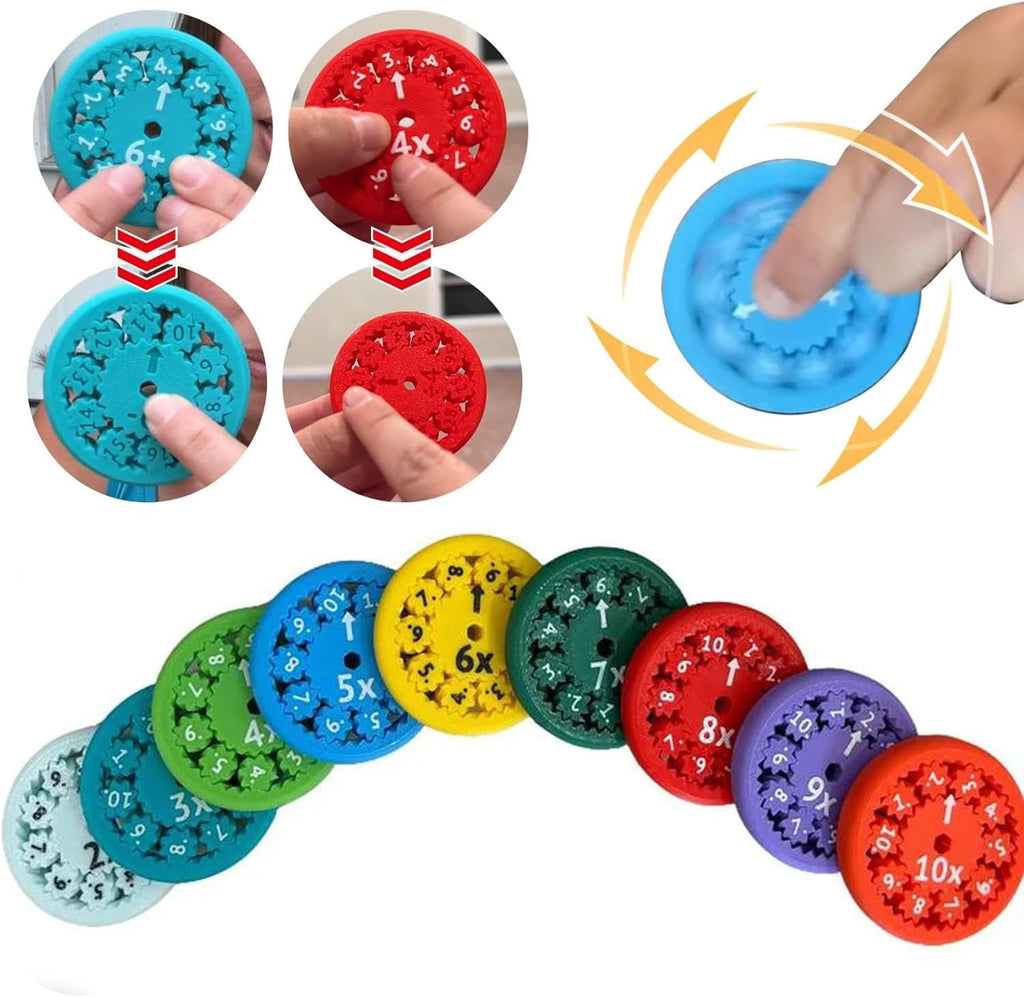 Math Fidget Spinners,Educational Math Fact Fidget Spinners - Learn Division & Multiplication - Perfect for Stimmers & Fidgeters (Add Or Subtract 9pcs)