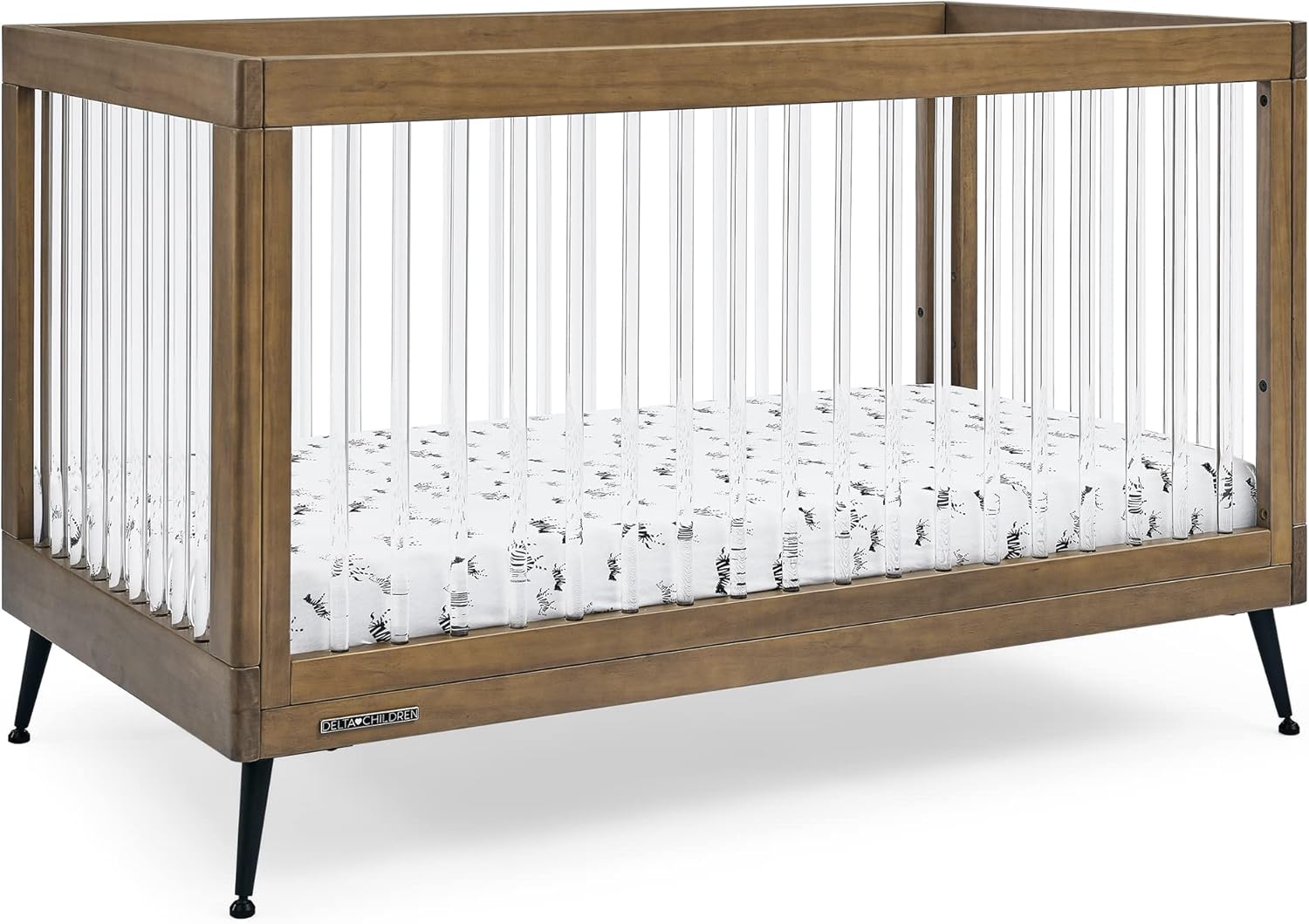 Delta Children Sloane 4-in-1 Acrylic Convertible Crib - Greenguard Gold Certified, Acorn/Matte Black