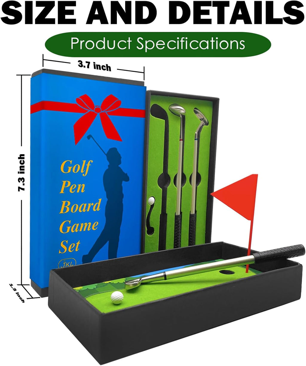 Golf Pen Gifts Mini Desktop Set with Putting Green,3 Golf Clubs Pens with Balls and Flag,Unique Stocking Stuffers,Golf Gift Office Desk Toys for Men and Women