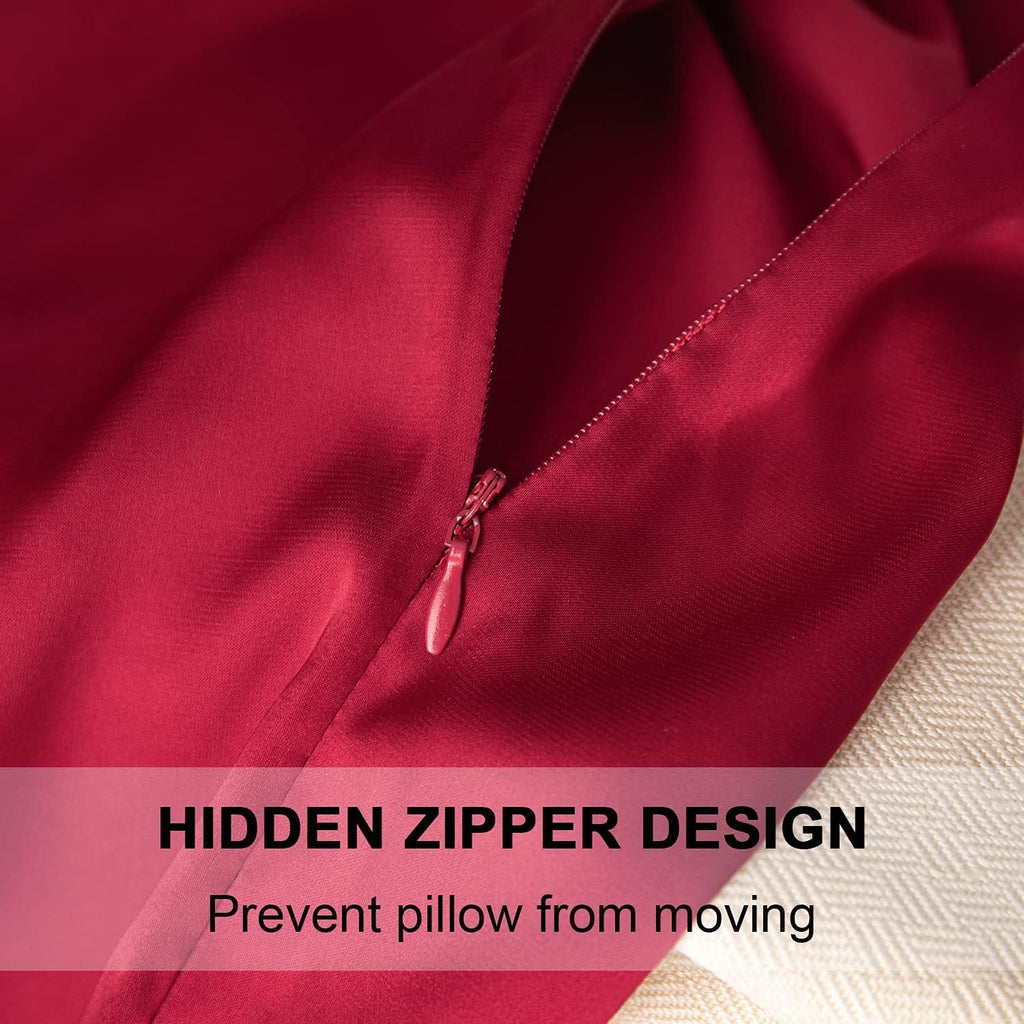 Mulberry Silk Pillowcase for Hair and Skin,Cooling Silk Pillow Case with Hidden Zipper,Allergen Proof Dual Sides Soft Breathable Smooth Silk Pillow Cover for Women (Dark Red, Body)