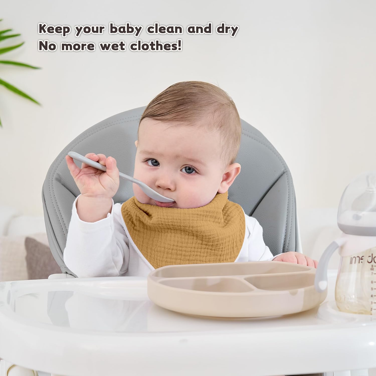 Susurration Muslin Baby Bibs 10Pack Baby Bandana Drool Bibs Soft Adjustable Newborn Bibs for Unisex Baby Girls & Boys (Basic)