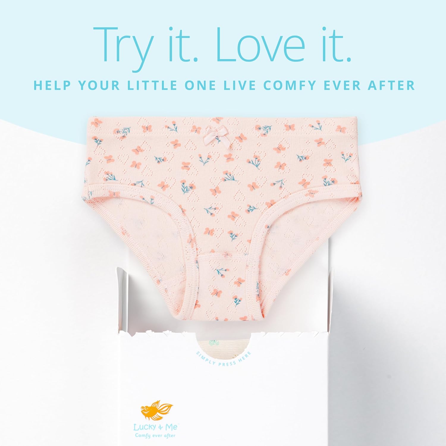 Lucky & Me Erica Girls Bikini 100% Organic Cotton Children's Underwear 6 Pack