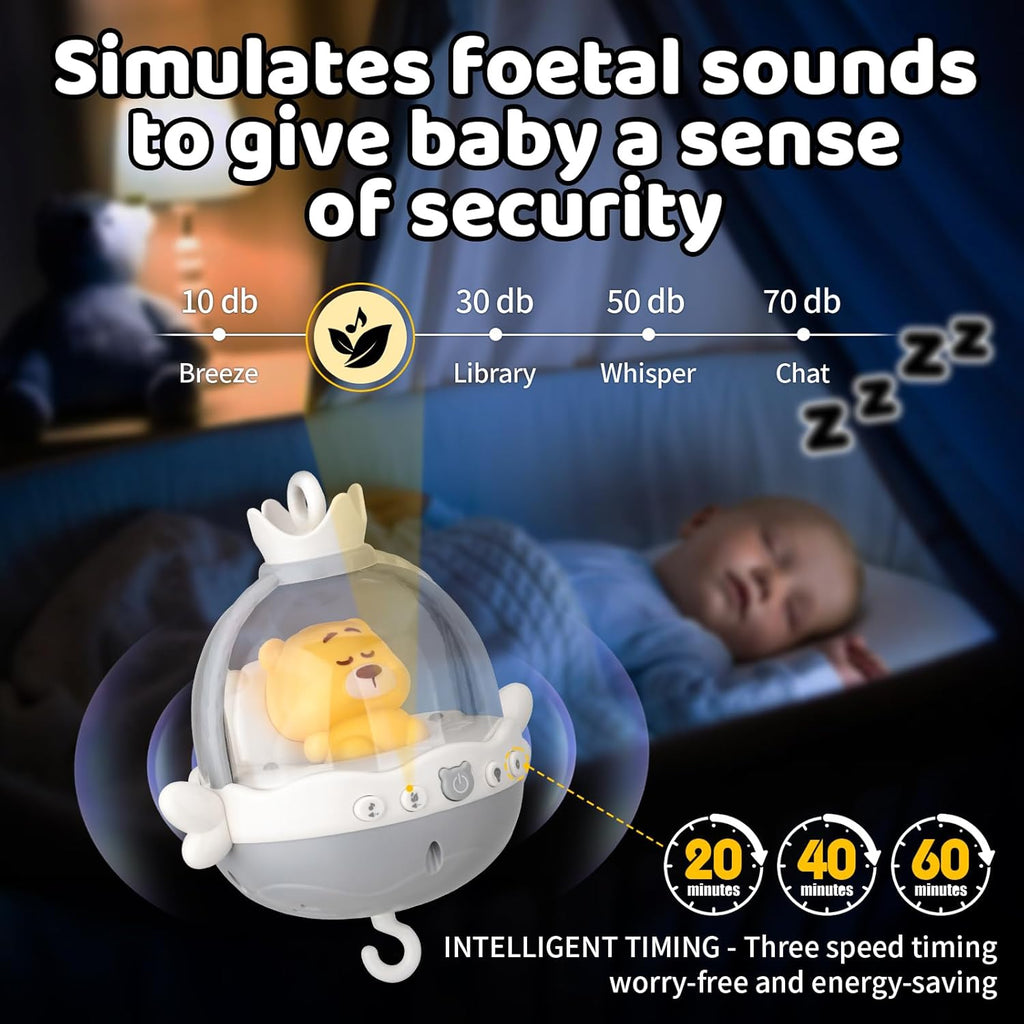 nicknack Baby Crib Mobile with Music and Light, Musical Nursery Mobile for Infants Newborn Gift 0-12 Months, Babies Bassinet Mobile with Remote Control