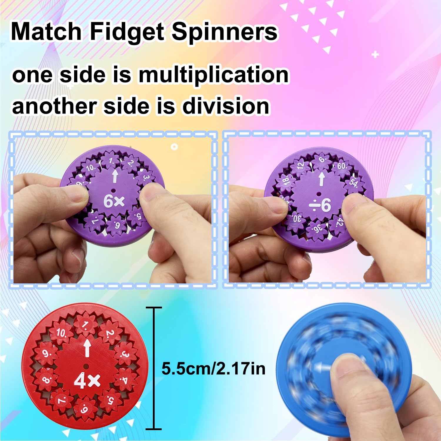 Math Fidget Spinner (Multiply Or Divide and Add Or Subtract 18pcs)
