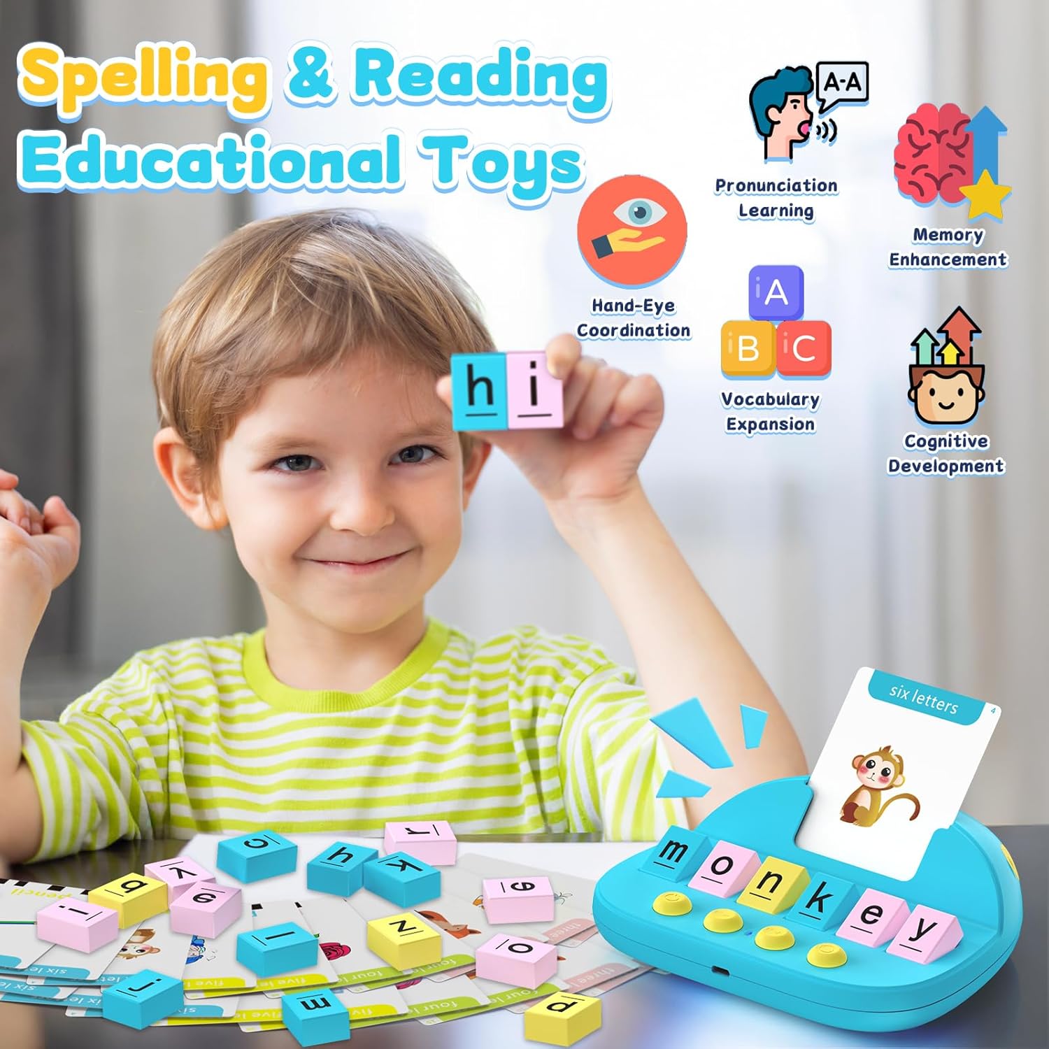 Phonics Flash Cards for Toddlers, Matching Letter Game Learning Toys for Kid, Autism Speech Therapy Materials 322 Sight Words,Boy Girl Birthday