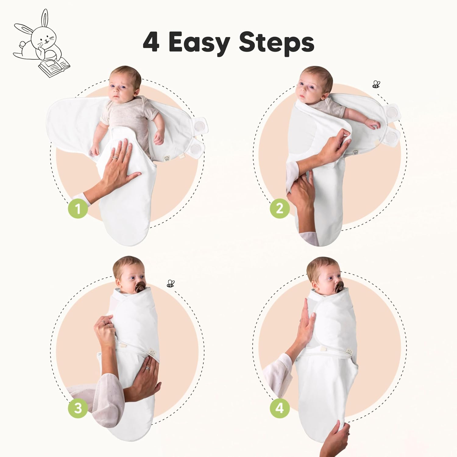 3-Pack Organic Baby Swaddle Sleep Sacks - Swaddles for Newborns, Infant 0-3 Months, Baby Girls, Boys, Soft & Snug Newborn Sleep Sack, Nursery Swaddling Blankets (Sage, XS)