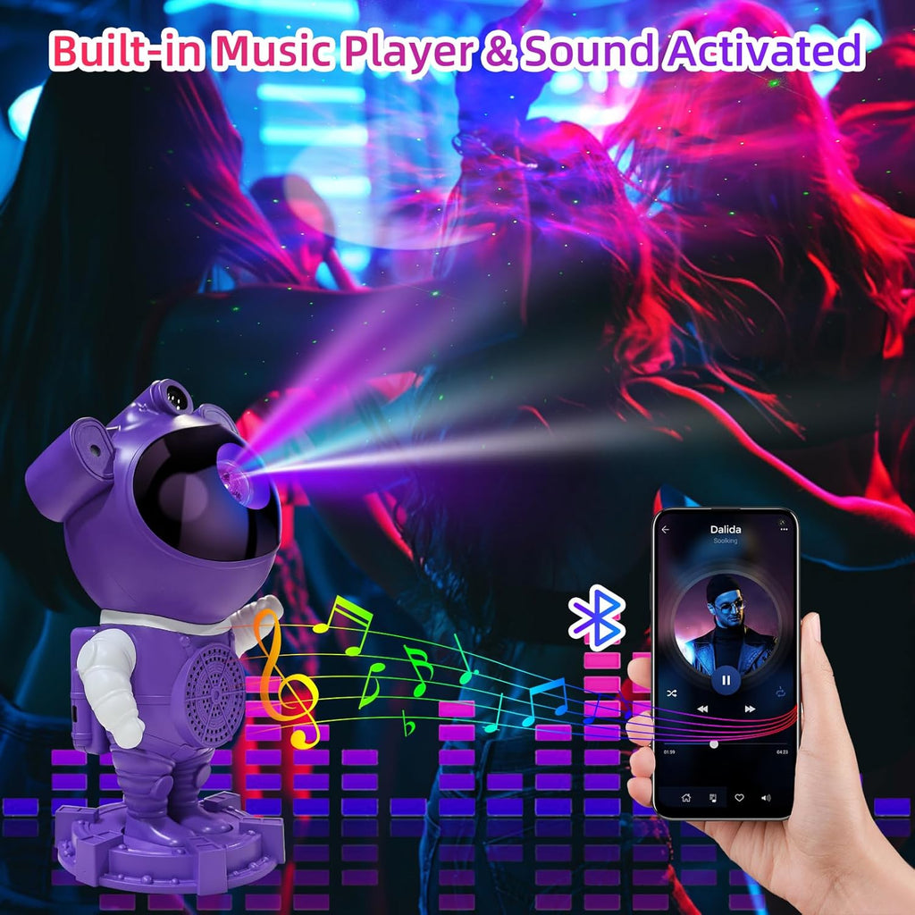 Star Projector Astronaut Galax Projector-Bluetooth Music- White Noise for Sleep-Star Moon Nebula Night Light for Bedroom,360° Adjustable Galaxy with Remote,Timer,Room Decoration,Gift Choice for Party