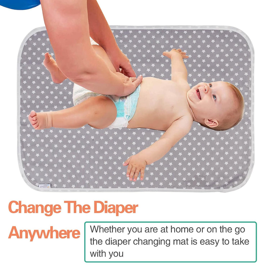 Baby Diaper Changing Pad, 21 5/8" x 31.5" Waterproof Changing Pad Liners 2Pack - Reusable Soft and Absorbent Portable Changing Mat(Star2PCS)