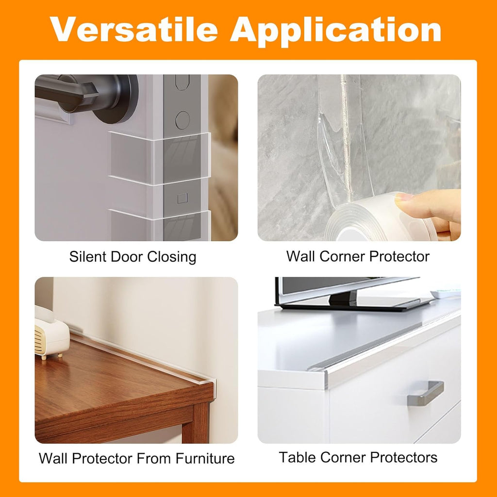 2 Rolls Clear Soft Corner Protectors for Furniture Strip,Sharp Edge & Table Bumper,Window Edge,Wall Protector, Soft Corner Guards Safe for Proof,Table Corner Protectors in Family,2.56 in x 13.12 FT