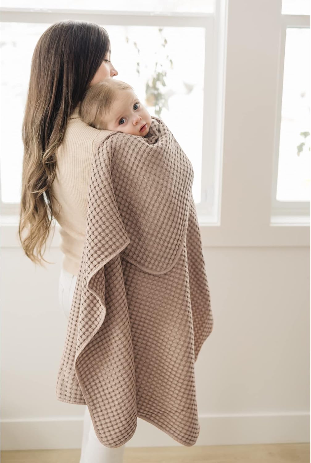 Konssy Waffle Baby Blanket - Soft & Cozy Nursery Swaddle Blanket, Lightweight Toddler Throw for Boys & Girls, Ideal for Wrapping(Clay)