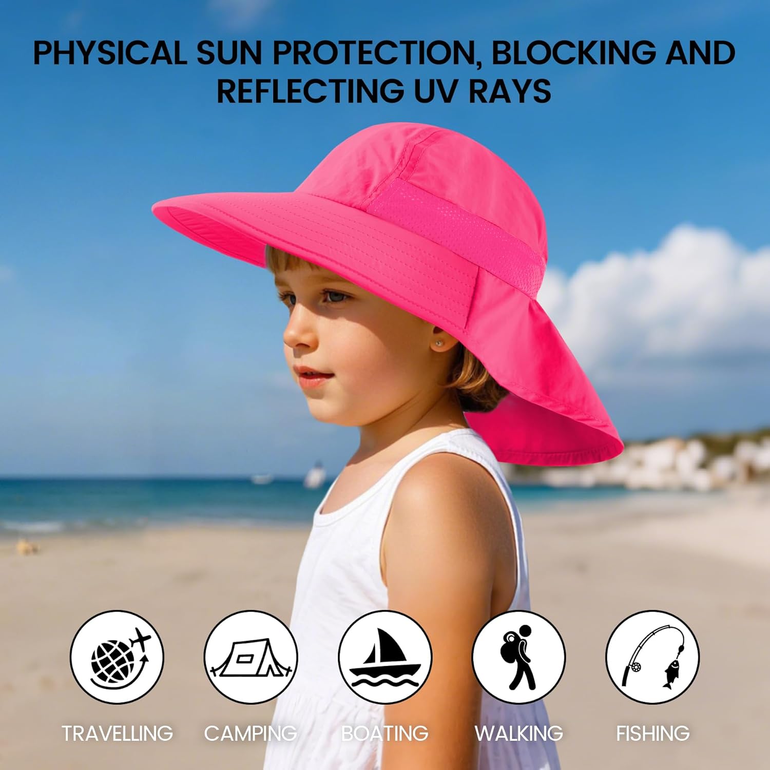 Baby Sun Hat with Neck Flap for Sun Protection Toddler Beach Hat UPF 50+ Outdoors 0-6 Years Boys Girls