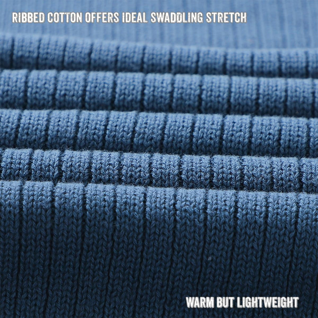 Organic Ribbed Swaddle Blanket for Boys & Girls - 100% Luxury Organic Soft Cotton Knit Warm Cozy Cuddle Stroller Crib Blanket for Newborns, Infants, & Toddlers (Denim Blue)